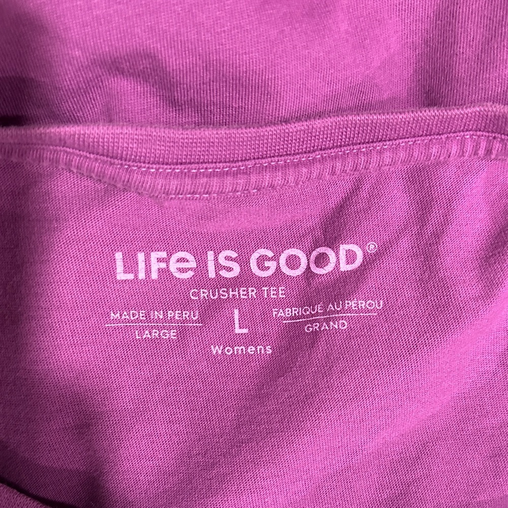 *LIFE IS GOOD* Magenta V-Neck Crusher Tee T-Shirt Size Large - Picture 7 of 7